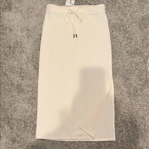 American Eagle Outfitters Cream Ribbed Midi Skirt